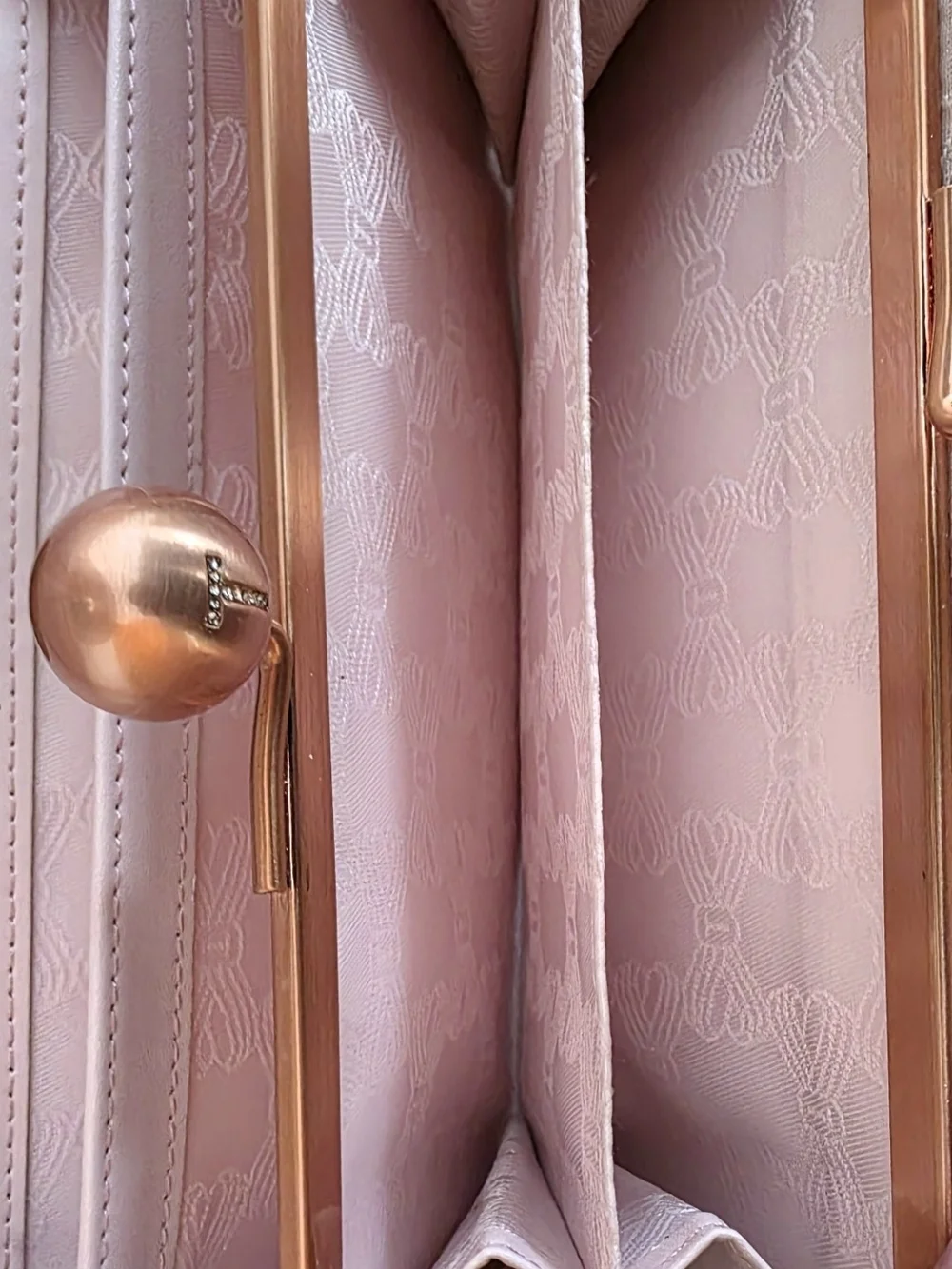 Ted Baxter Floral Print Clutch Wallet with Rose Gold Kiss-Lock